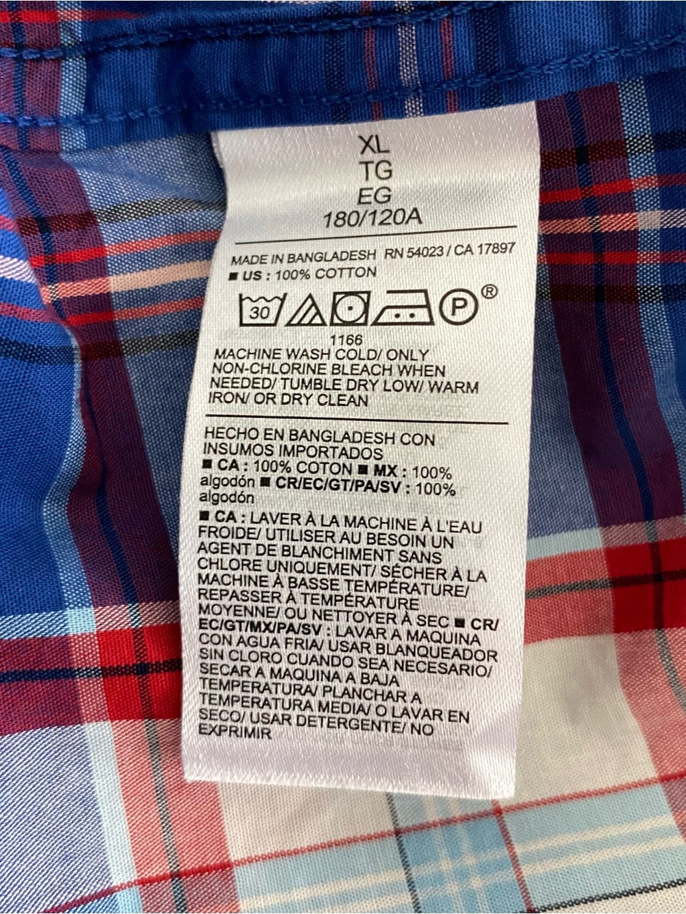 Old Navy Mens The Everyday Shirt Size XL Red White Blue Plaid Button Up Cotton - Picture 6 of 15